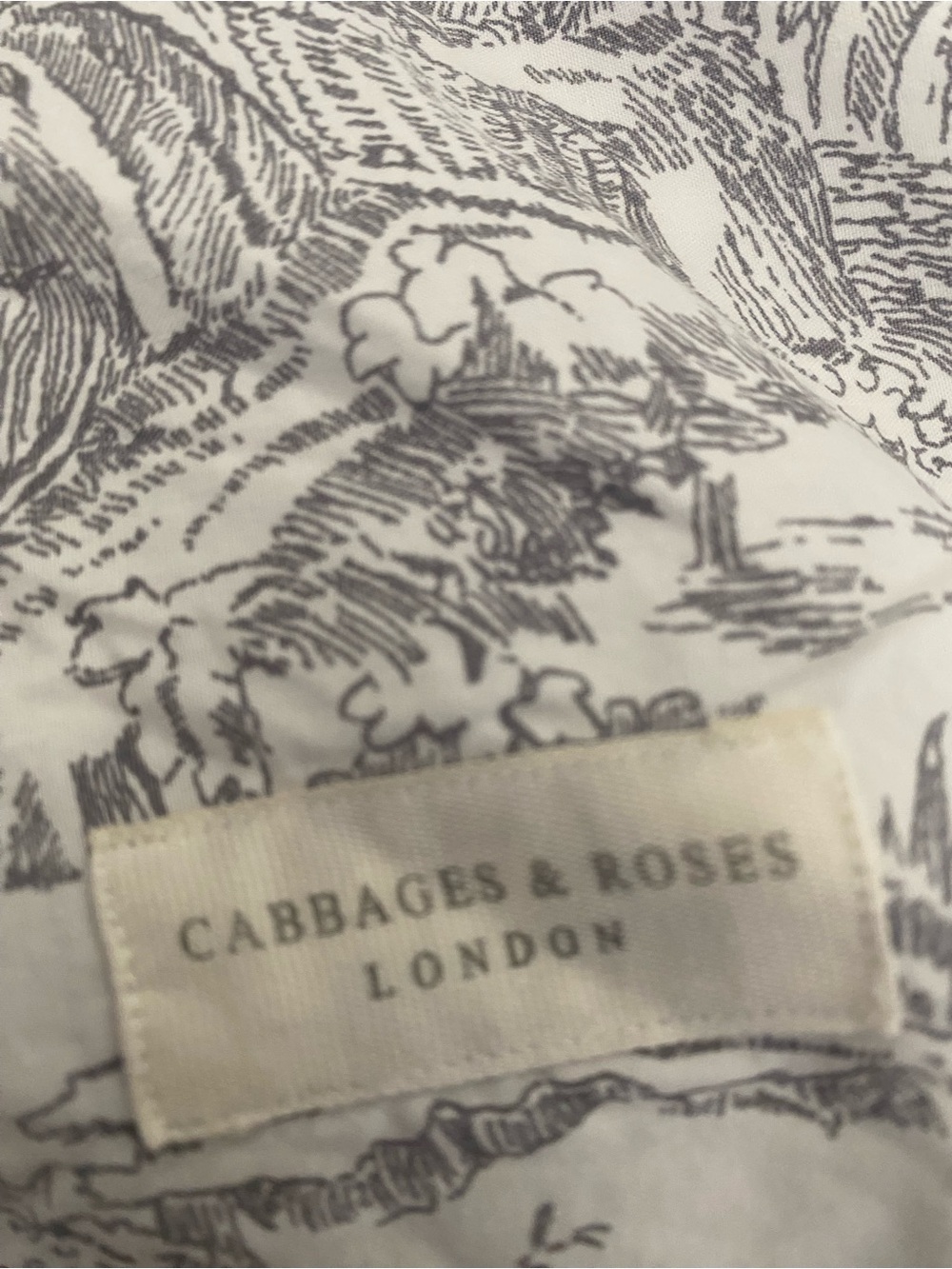 Cabbages & Roses London King Sheet Set Charcoal Grey Country Toile Cottagecore - Picture 11 of 11
